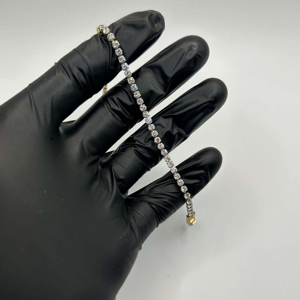 Moissanite Tennis Bracelet Real Gold VVS D Color Iced Out 3mm 7.5 Inch No Pass